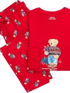 Polo Ralph Lauren polo bear winter holiday pajamas XL loungewear red